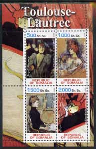 Somalia 2002 Toulouse-Lautrec Paintings perf sheetlet containing 4 values, unmounted mint