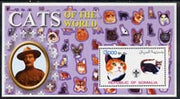 Somalia 2002 Domestic Cats of the World perf s/sheet #06 with Scout Logo & Baden Powell in background, unmounted mint