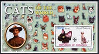 Somalia 2002 Domestic Cats of the World perf s/sheet #10 with Scout Logo & Baden Powell in background, unmounted mint