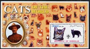 Somalia 2002 Domestic Cats of the World perf s/sheet #11 with Scout Logo & Baden Powell in background, unmounted mint