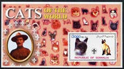 Somalia 2002 Domestic Cats of the World perf s/sheet #12 with Scout Logo & Baden Powell in background, unmounted mint