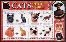Somalia 2002 Domestic Cats of the World perf sheetlet #05 containing 4 values each with Scout Logo, unmounted mint