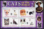 Somalia 2002 Domestic Cats of the World perf sheetlet #09 containing 4 values each with Scout Logo, unmounted mint