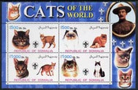 Somalia 2002 Domestic Cats of the World perf sheetlet #11 containing 4 values each with Scout Logo, unmounted mint