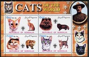 Somalia 2002 Domestic Cats of the World perf sheetlet #12 containing 4 values each with Scout Logo, unmounted mint