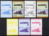Bernera 1984 Locomotives #3 (30p Newfoundland Railway) set of 7 se-tenant progressive proof pairs comprising the 4 individual colours and 2, 3 and all 4 colour composites (7 proof pairs) unmounted mint*