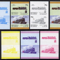 Bernera 1984 Locomotives #3 (30p Newfoundland Railway) set of 7 se-tenant progressive proof pairs comprising the 4 individual colours and 2, 3 and all 4 colour composites (7 proof pairs) unmounted mint*