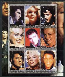 Benin 2003 Elvis & Marilyn perf sheetlet containing 9 values unmounted mint