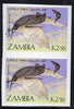 Zambia 1989 Free-Tailed Bat 2.50K value unmounted mint imperf pair (as SG 572
