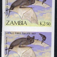 Zambia 1989 Free-Tailed Bat 2.50K value unmounted mint imperf pair (as SG 572