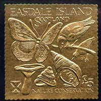 Easdale 1991 Nature Conservation £5 embossed in gold foil (Butterfly, Birds, Mushroom & Shells) unmounted mint