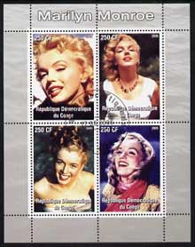 Congo 2005 Marilyn Monroe perf sheetlet #02 containing 4 values fine cto used