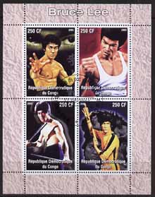 Congo 2005 Bruce Lee perf sheetlet containing 4 values fine cto used