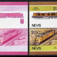 Nevis 1986 Locomotives #5 (Leaders of the World) Union Pacific Gas Turbine Loco (SG 356-7) $1.50 unmounted mint se-tenant imperf progressive proof pair in magenta & blue plus normal issued pair