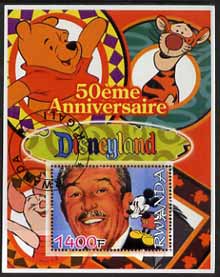 Rwanda 2005 50th Anniversary of Disneyland perf m/sheet #01 showing Pooh Bear & Tigger fine cto used