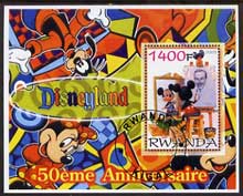 Rwanda 2005 50th Anniversary of Disneyland perf m/sheet #02 fine cto used