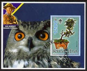Rwanda 2005 Bonsai Tree perf m/sheet with Scout Logo, background shows Owl & Baden Powell, fine cto used