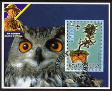 Rwanda 2005 Bonsai Tree perf m/sheet with Scout Logo, background shows Owl & Baden Powell, fine cto used