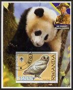 Rwanda 2005 Polar Owl perf m/sheet with Scout Logo, background shows Panda & Baden Powell, fine cto used