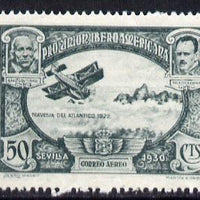 Spain 1930 Fairey IIID Seaplane 50c grey-blue (from Spanish-American Exhibition) minor gum disturbance otherwise unmounted mint SG 646 (Blocks & gutter pairs available - price pro rata)