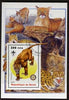 Benin 2005 Dinosaurs #09 - Thylacoleo perf m/sheet with Scout & Rotary Logos, background shows various Big Cats fine cto used