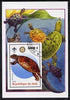 Mali 2005 Dinosaurs #05 - Meiolonia perf m/sheet with Scout & Rotary Logos, background shows various Turtles fine cto used