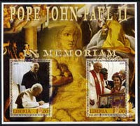 Liberia 2005 Pope John Paull II in Memoriam #01 perf sheetlet containing 2 values fine cto used