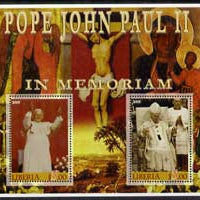 Liberia 2005 Pope John Paull II in Memoriam #02 perf sheetlet containing 2 values fine cto used
