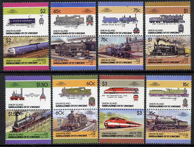 St Vincent - Union Island 1986 Locomotives #5 (Leaders of the World) set of 16 unmounted mint