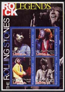 Somalia 2002 Rock Legends - Rolling Stones perf sheetlet containing set of 4 values unmounted mint
