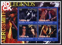 Somalia 2002 Rock Legends - Aerosmith perf sheetlet containing set of 4 values unmounted mint
