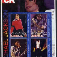 Somalia 2002 Rock Legends - Michael Jackson perf sheetlet containing set of 4 values unmounted mint
