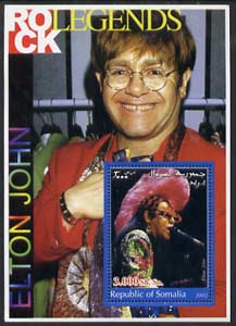 Somalia 2002 Rock Legends - Elton John perf s/sheet unmounted mint