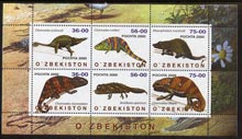 Uzbekistan 2000 Chameleons perf sheetlet containing set of 6 values unmounted mint
