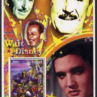 Congo 2001 75th Birthday of Mickey Mouse perf s/sheet #02 showing Alice in Wonderland with Elvis & Walt Disney in background, unmounted mint