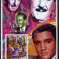 Congo 2001 75th Birthday of Mickey Mouse perf s/sheet #03 showing Alice in Wonderland with Elvis & Walt Disney in background, unmounted mint