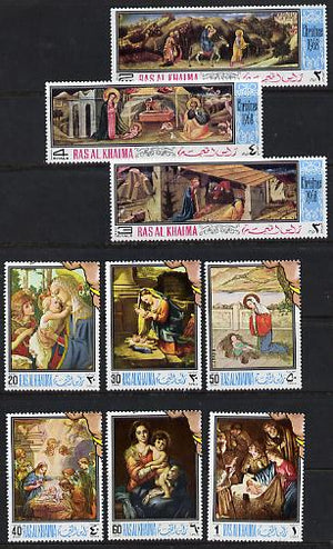 Ras Al Khaima 1968 Christmas Religious Paintings set of 9 unmounted mint (Mi 267-75A)