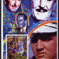 Congo 2001 75th Birthday of Mickey Mouse perf s/sheet #07 showing Alice in Wonderland with Elvis & Walt Disney in background, unmounted mint