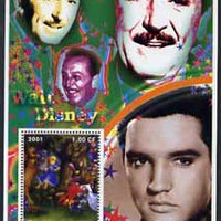 Congo 2001 75th Birthday of Mickey Mouse perf s/sheet #08 showing Alice in Wonderland with Elvis & Walt Disney in background, unmounted mint