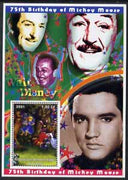 Congo 2001 75th Birthday of Mickey Mouse perf s/sheet #08 showing Alice in Wonderland with Elvis & Walt Disney in background, unmounted mint