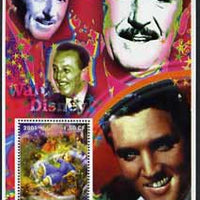 Congo 2001 75th Birthday of Mickey Mouse perf s/sheet #09 showing Alice in Wonderland with Elvis & Walt Disney in background, unmounted mint