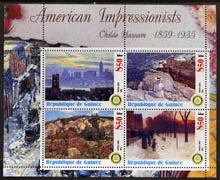 Guinea - Conakry 2003 American Impressionists - Childe Hassam perf sheetlet containing set of 4 values each with Rotary Logo unmounted mint