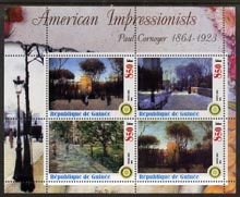 Guinea - Conakry 2003 American Impressionists - Paul Cornoyer perf sheetlet containing set of 4 values each with Rotary Logo unmounted mint