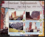 Guinea - Conakry 2003 American Impressionists - Edgar Alwin Payne perf sheetlet containing set of 4 values each with Rotary Logo unmounted mint