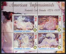 Guinea - Conakry 2003 American Impressionists - Frederick Carl Frieseke perf sheetlet containing set of 4 values each with Rotary Logo unmounted mint