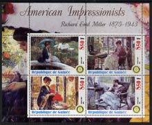 Guinea - Conakry 2003 American Impressionists - Richard Emil Miller perf sheetlet containing set of 4 values each with Rotary Logo unmounted mint