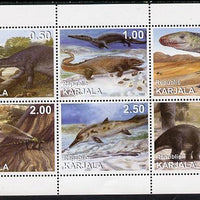 Karjala Republic 1998 Dinosaurs perf sheetlet containing 6 values unmounted mint