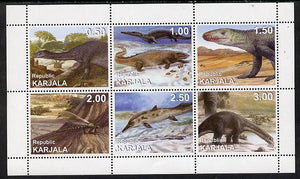 Karjala Republic 1998 Dinosaurs perf sheetlet containing 6 values unmounted mint