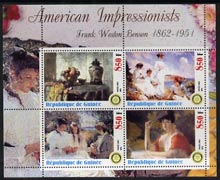 Guinea - Conakry 2003 American Impressionists - Frank Weston Benson perf sheetlet containing set of 4 values each with Rotary Logo unmounted mint