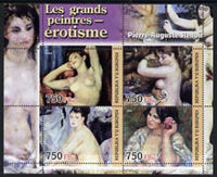 Burundi 2004 Nude paintings - Pierre-Auguste Renoir perf sheetlet containing set of 4 values unmounted mint